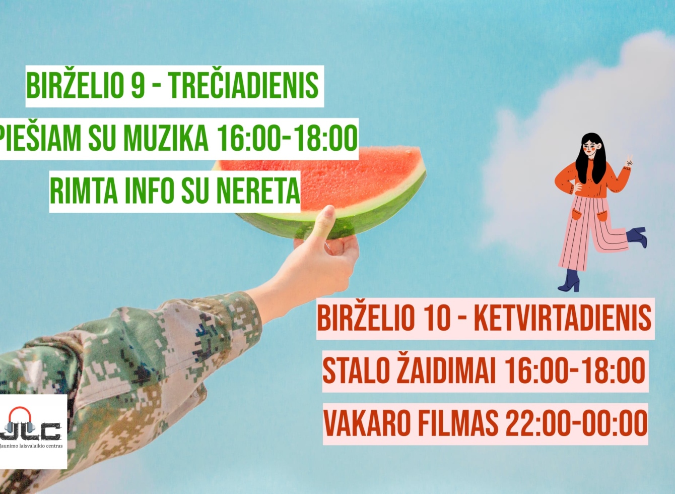 VšĮ Jaunimo laisvalaikio centro 06.07-06.11. savaitės veiklos
