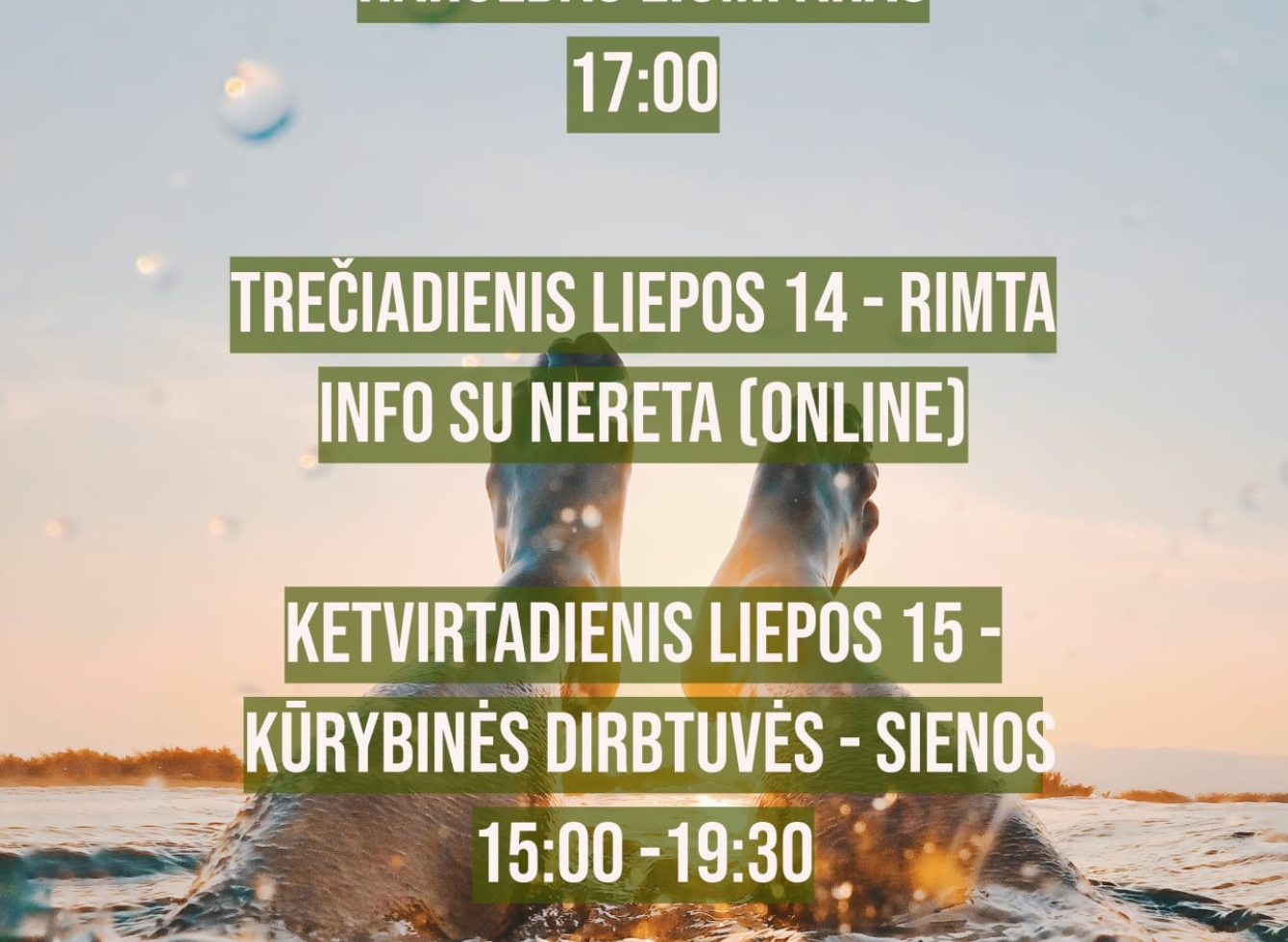 VšĮ Jaunimo laisvalaikio centro 07.12-07.16. savaitės veiklos