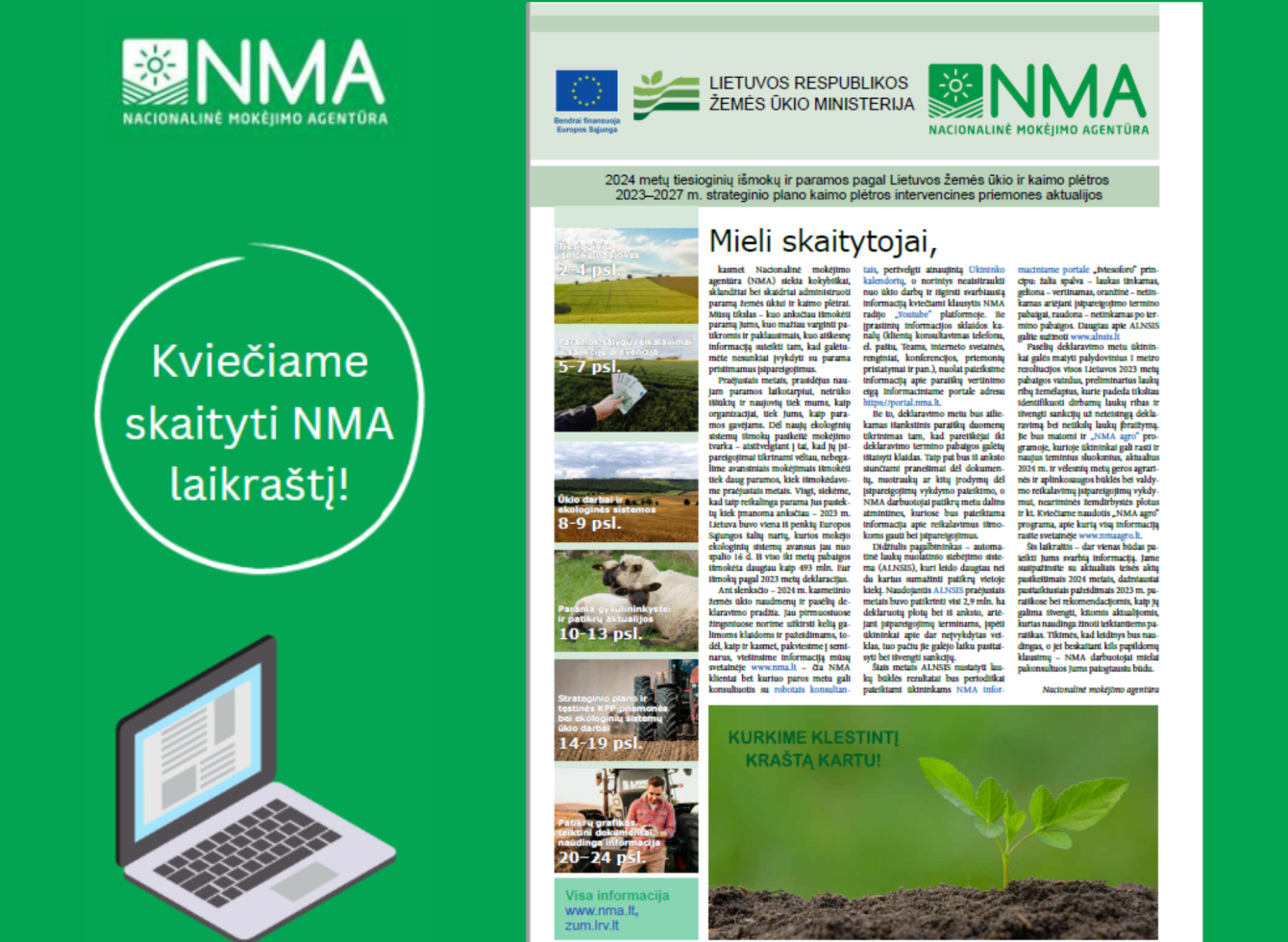 NMA laikraštyje – aktualiausia informacija apie išmokas už deklaruotus plotus ir gyvulius