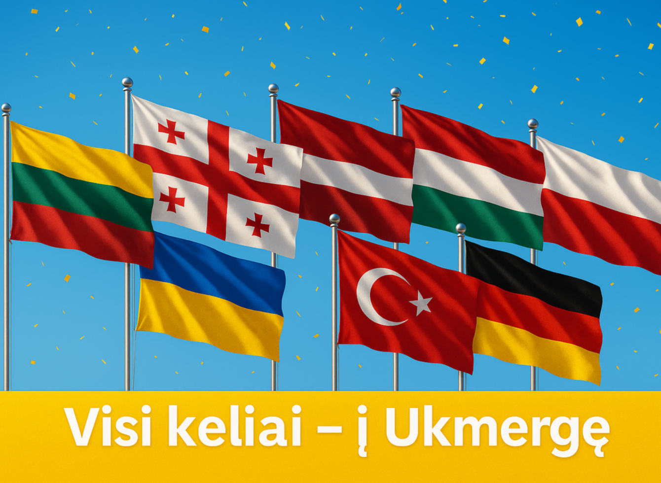 Ukmergės miestų-partnerių delegacijų vėliavos
