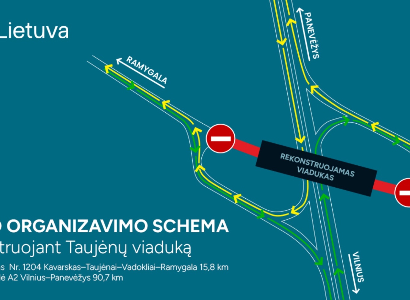 „Via Lietuva“ atnaujins virš automagistralės Vilnius–Panevėžys einantį Taujėnų viaduką