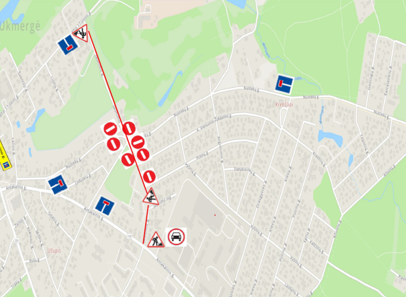 Darbų vykdymo zonos schema