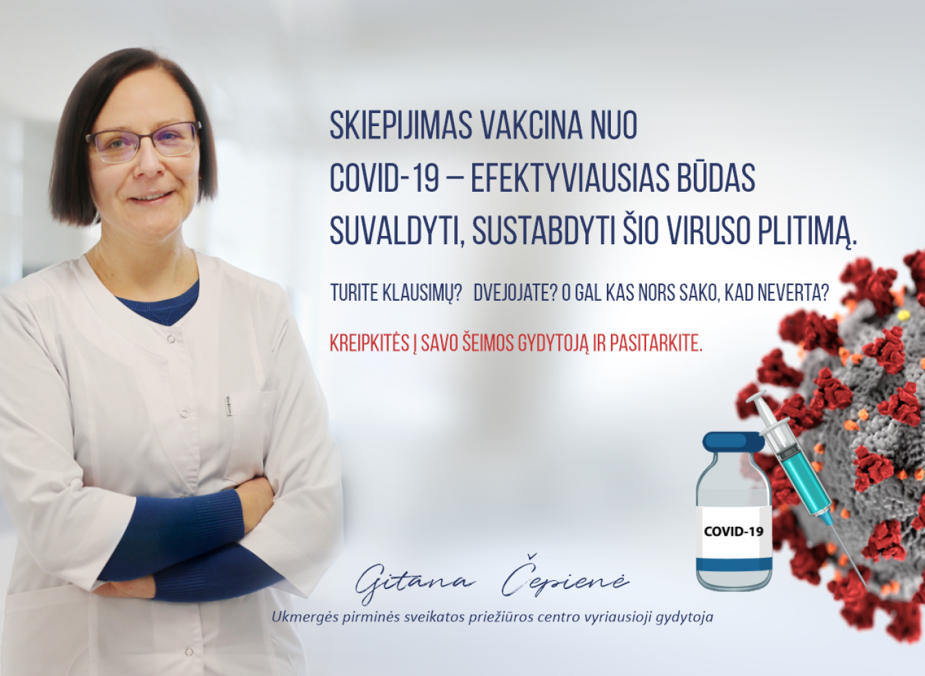 Skiepijimas vakcina nuo COVID-19 – efektyviausias būdas suvaldyti, sustabdyti šio viruso plitimą