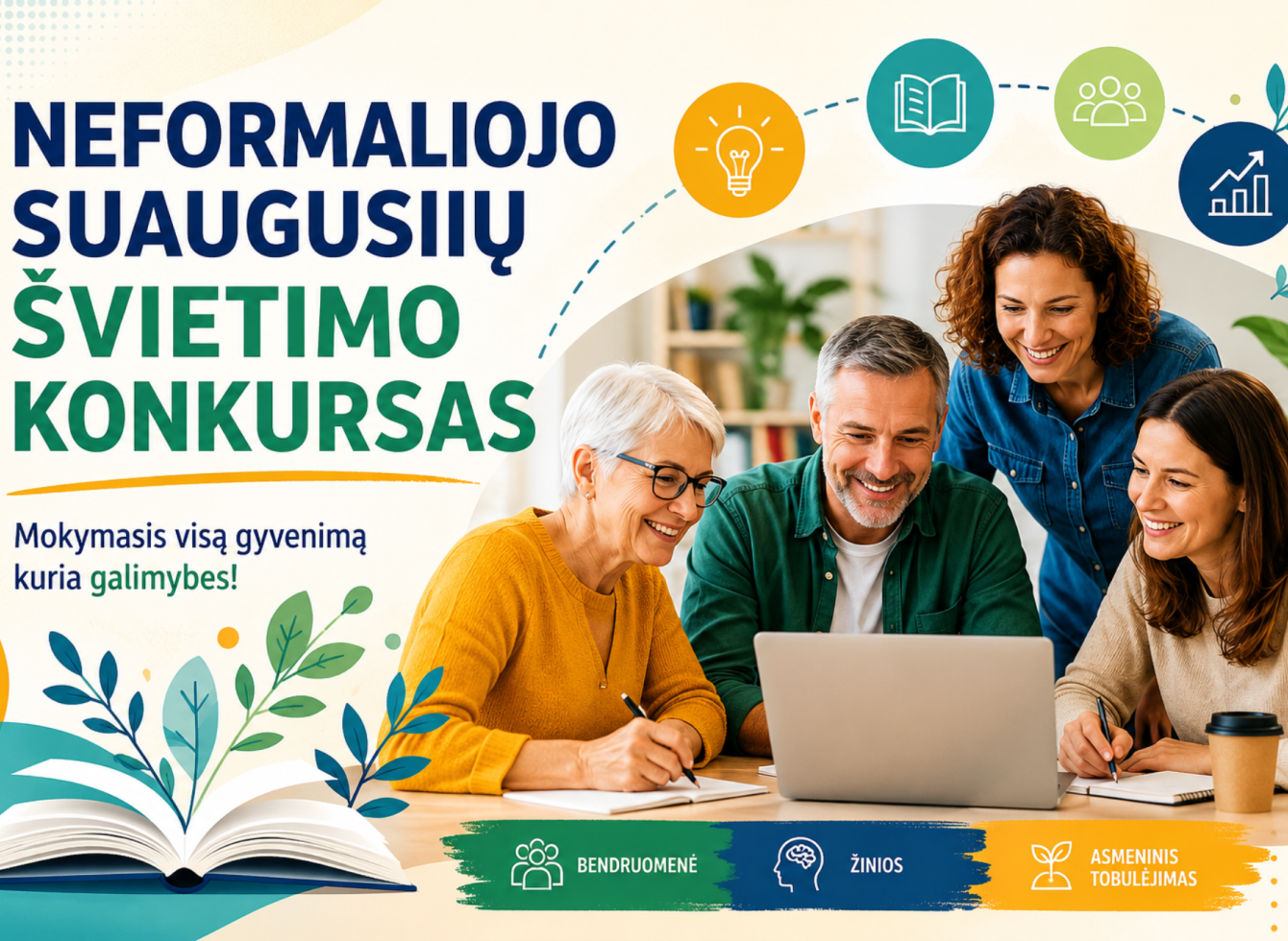 Skelbiamas Neformaliojo suaugusiųjų švietimo ir tęstinio mokymosi programų finansavimo konkursas