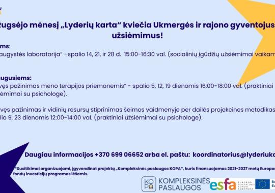 Spalio mėnesį „Lyderių karta“ kviečia...