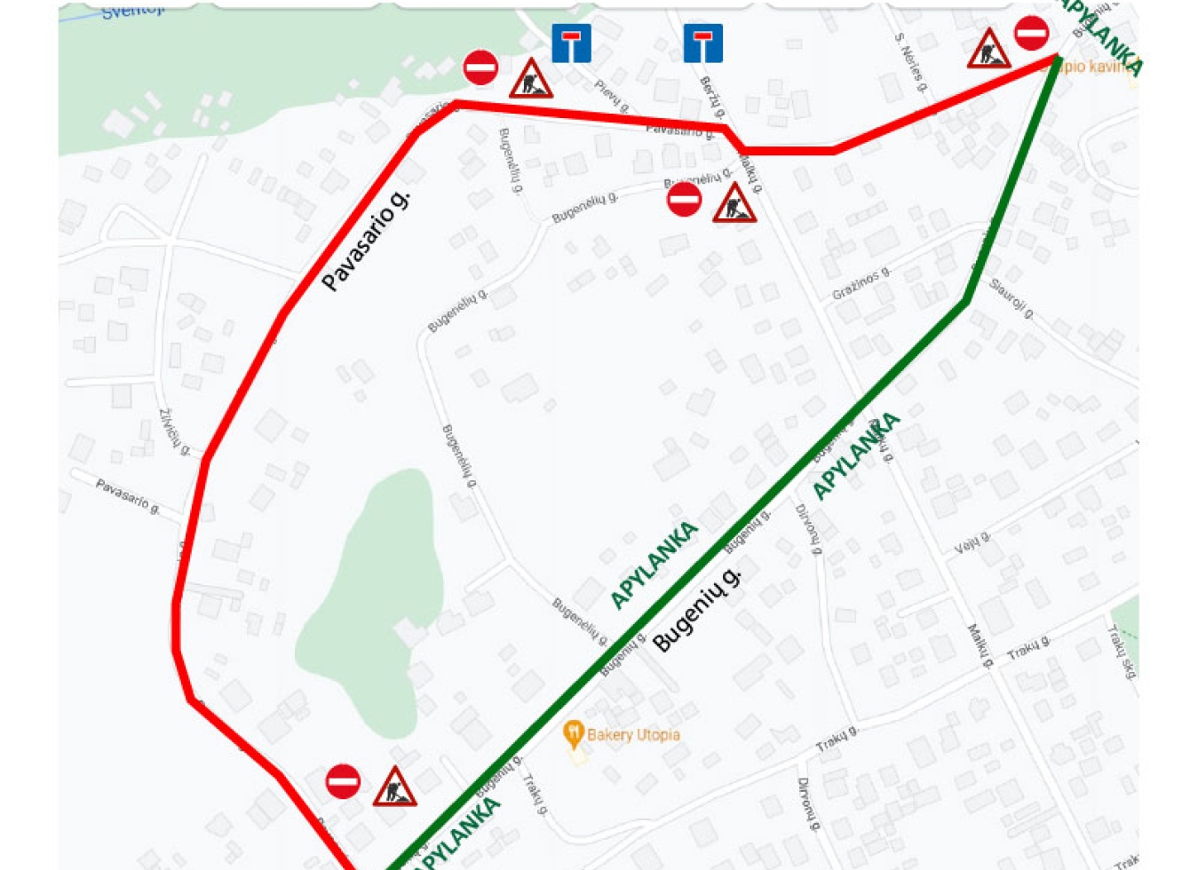 Pavasario gatvėje bus uždarytas transporto eismas