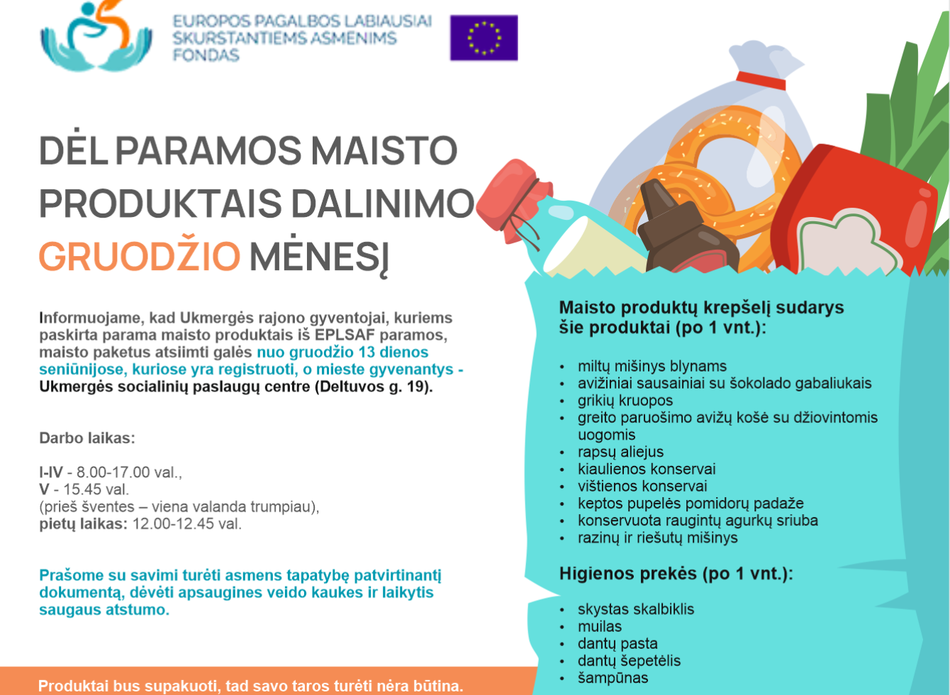 Maisto ir higienos produktų sąrašas