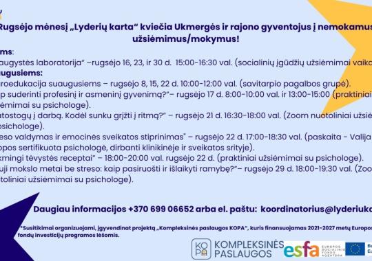 Rugsėjo mėnesį „Lyderių karta“...