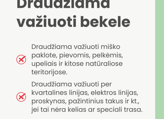 Aktuali informacija keturračių ir krosinių motociklų vairuotojams
