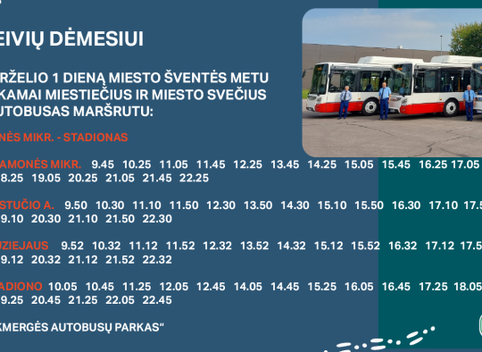 specialaus maršruto autobuso grafikas