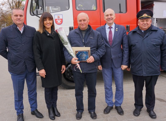 K.Aleknavičius su rajono vadovais ir Priešgaisrinės tarnybos direktoriumi 