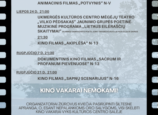 Gero kino vakarai „Po skambančiu ąžuolu”_Pilna programa