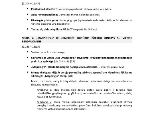 1-os dienos programa (rytinė sesija)