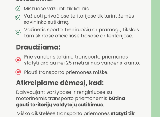 Aktuali informacija keturračių ir krosinių motociklų vairuotojams