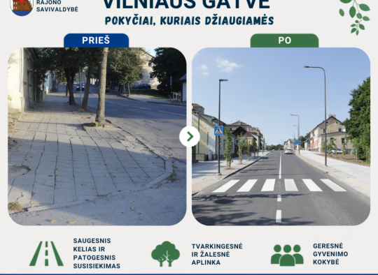 Atnaujinta Vilniaus gatvės atkarpa Ukmergėje tapo patogi ir estetiška