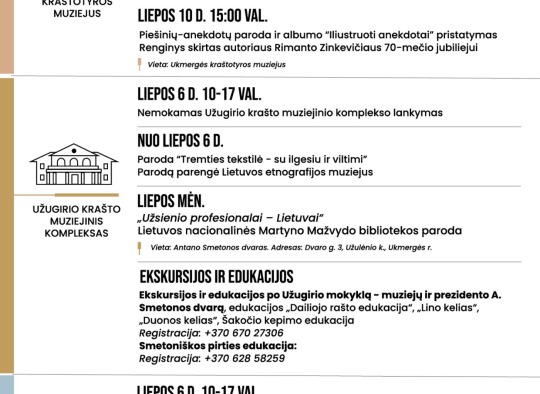 Liepos mėnesio renginiai Ukmergėje ir rajone