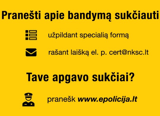 Informacija apie sukčiavimų prevenciją
