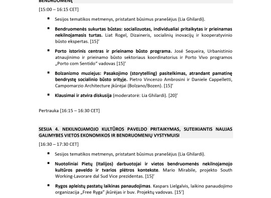 1-os dienos programa