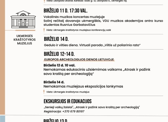 Birželio mėnesio renginiai Ukmergėje ir rajone