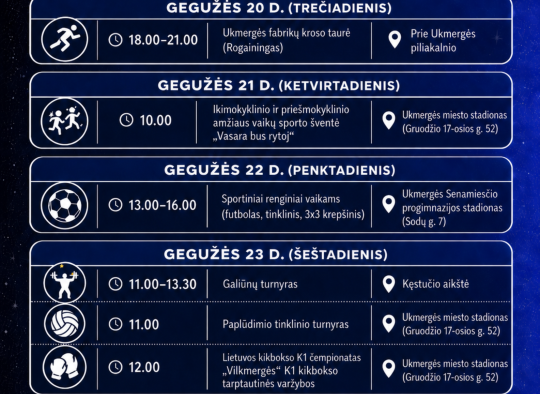 Gegužės mėnesio renginiai Ukmergėje ir rajone