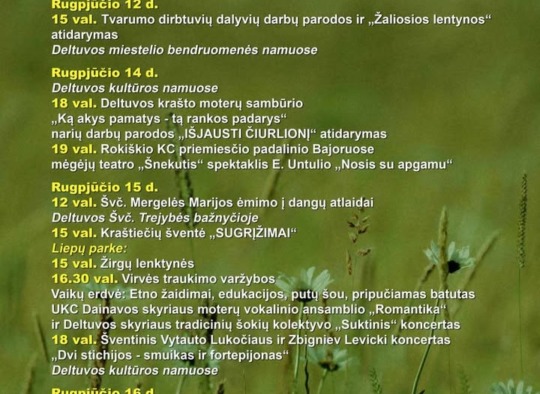 Rugpjūčio mėnesio renginiai Ukmergėje ir rajone