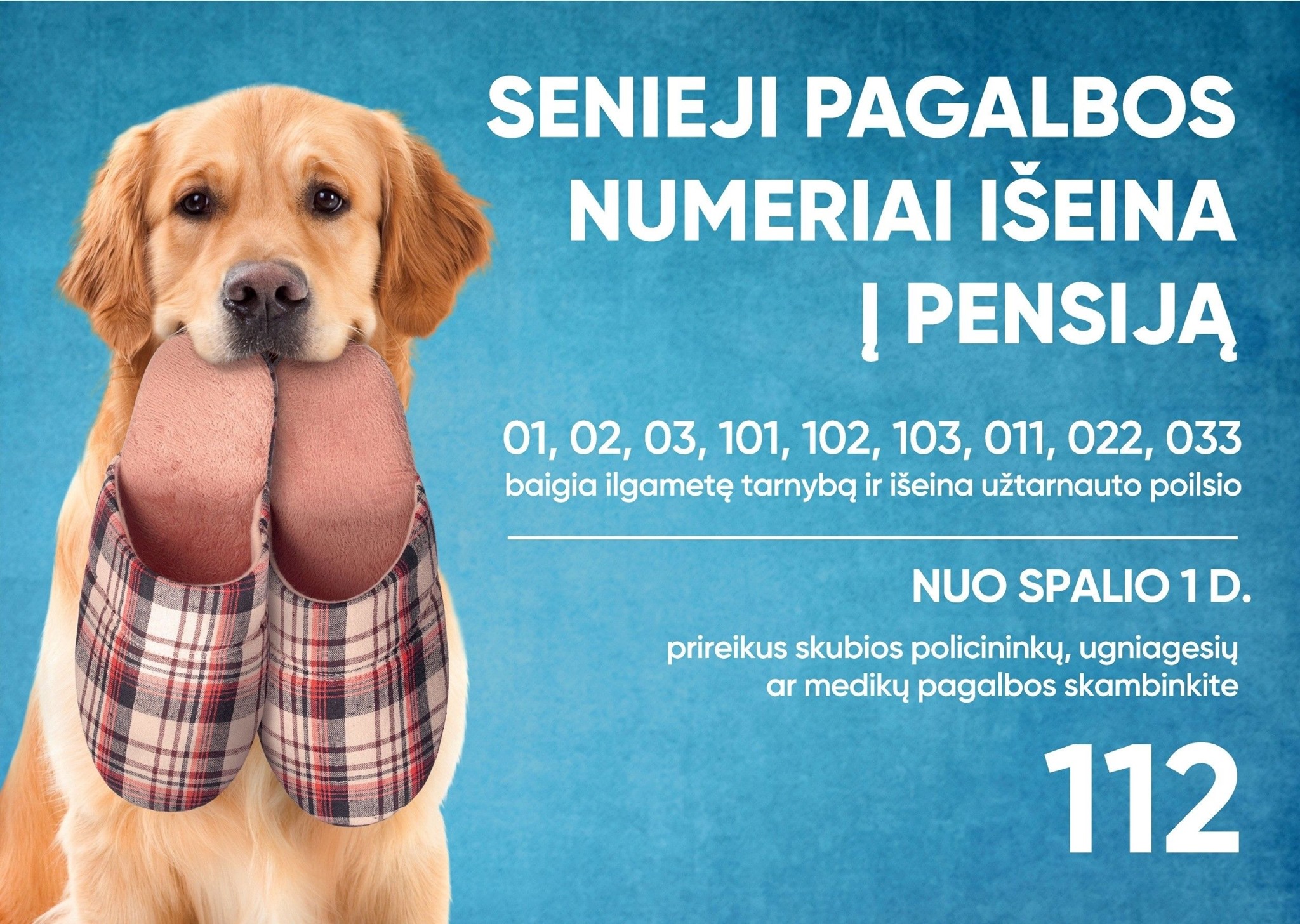 Paveikslėlyje skelbiama, jog senieji pagalbos numeriai išeina į pensiją