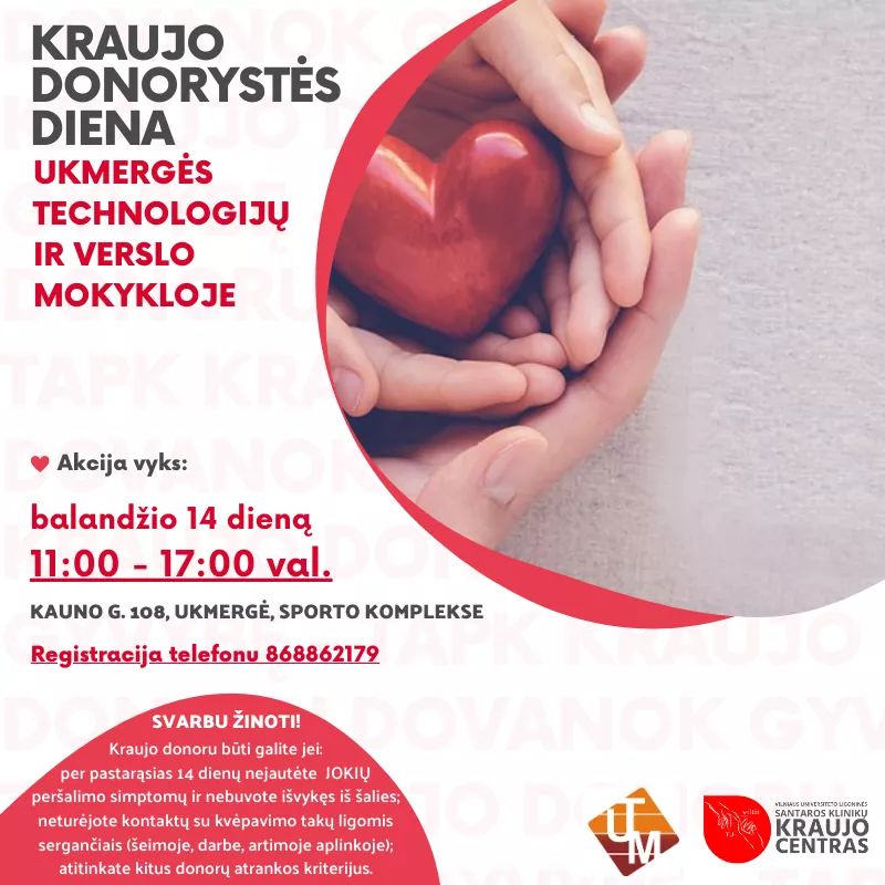 Balandžio 14 - kraujo donorystės diena