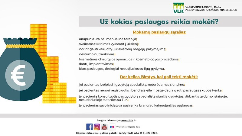 Už kokias paslaugas reikia mokėti?