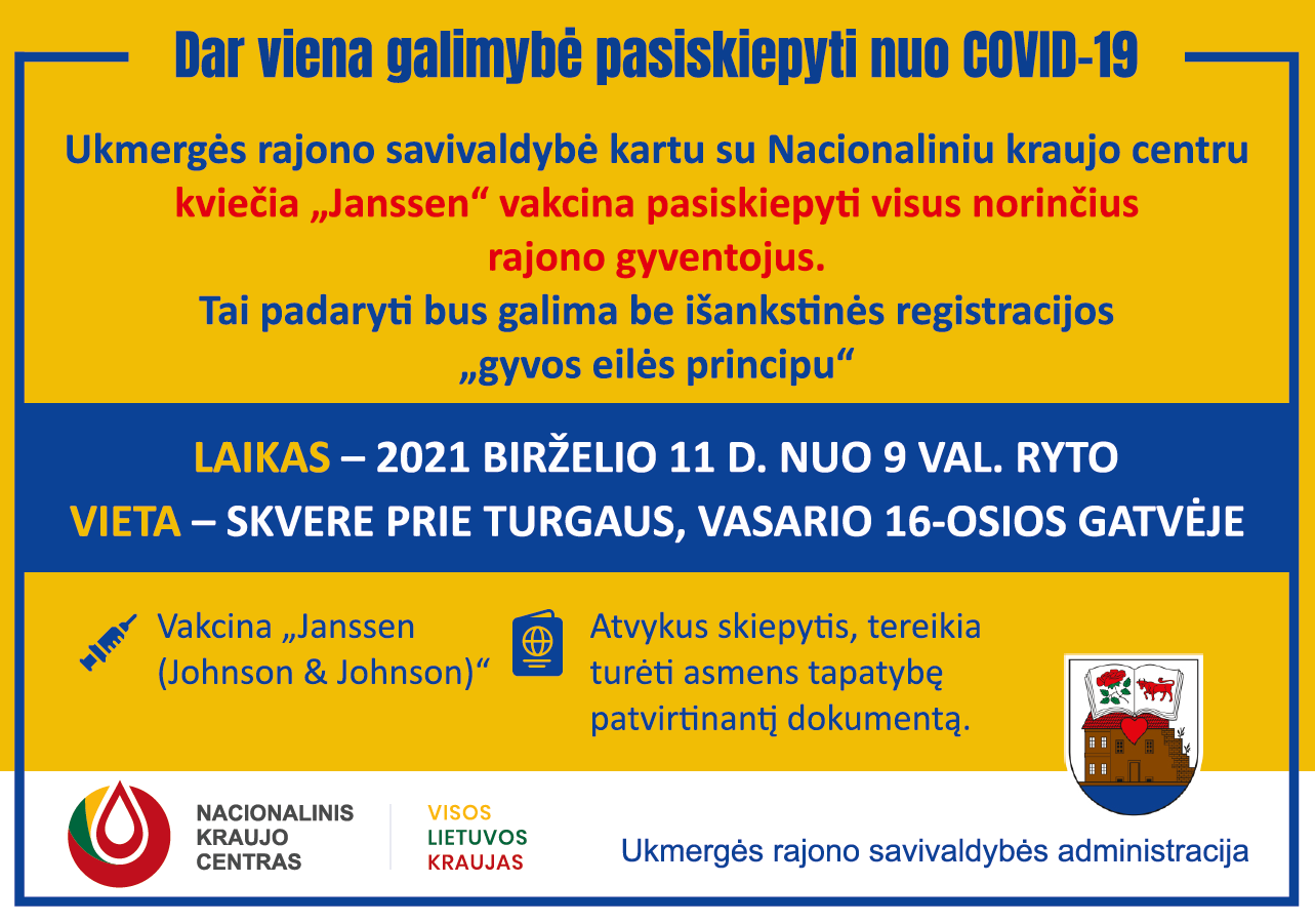 Birželio 11 d. skiepijama vakcina nuo "Janssen"